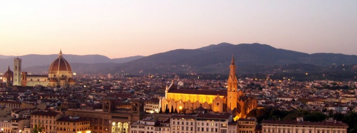 Evening view in Florence Italy