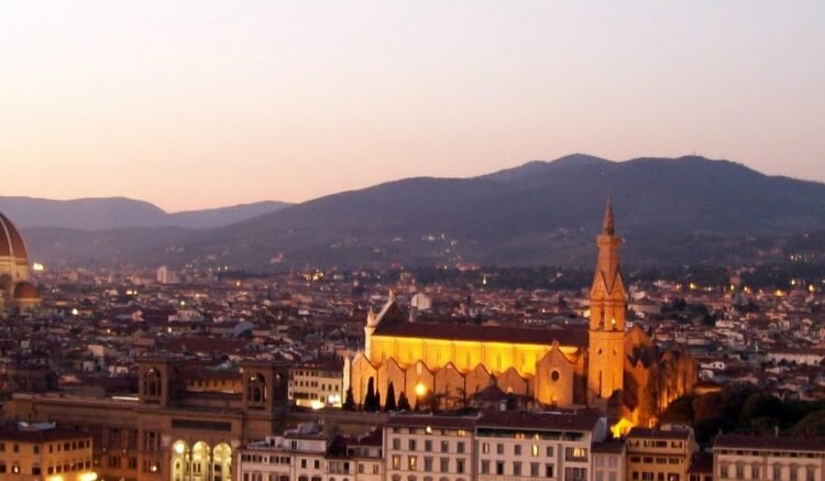 Evening view in Florence Italy